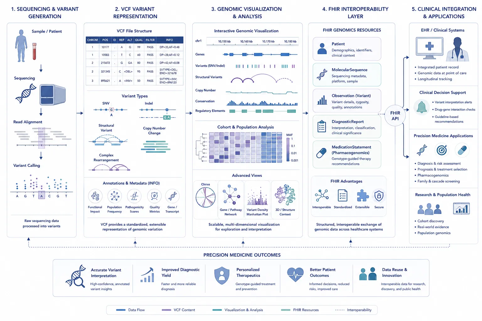 Diagram showing genetic variants data visualisation and analysis